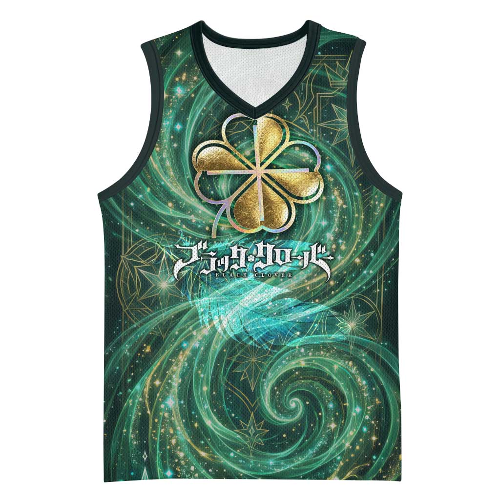 Yuno Black Clover Basketball Jersey Magical Fantasy Style with Emerald Wind Swirls