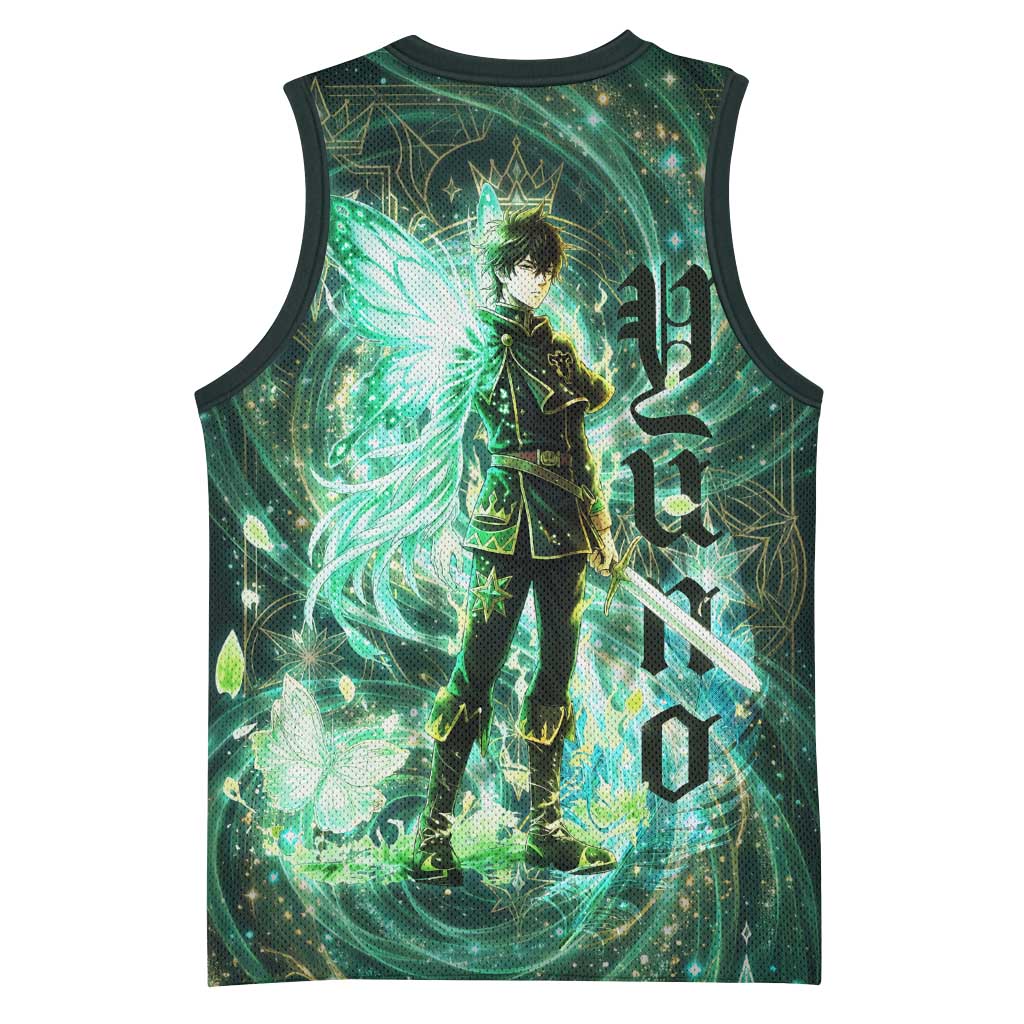 Yuno Black Clover Basketball Jersey Magical Fantasy Style with Emerald Wind Swirls