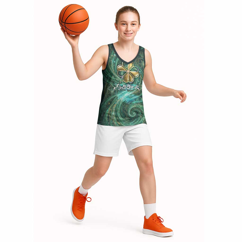 Yuno Black Clover Basketball Jersey Magical Fantasy Style with Emerald Wind Swirls