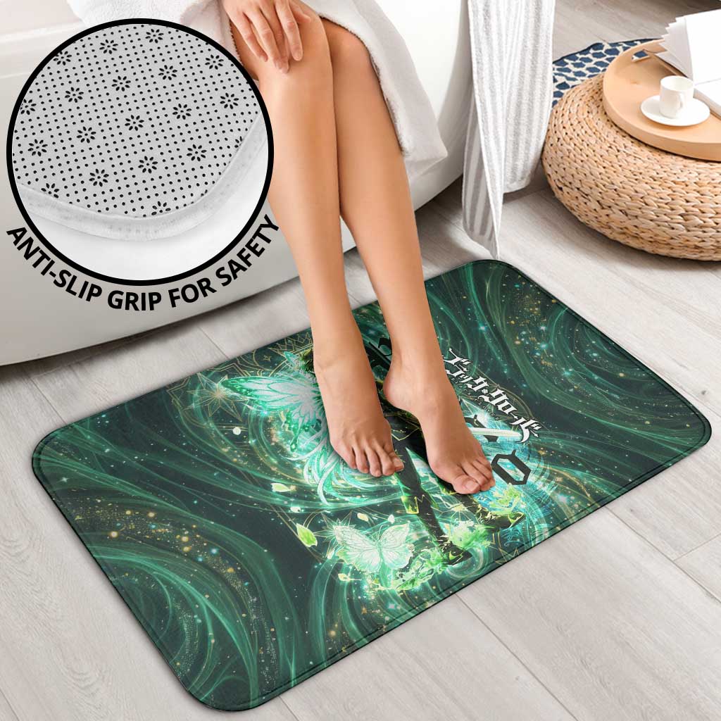Yuno Black Clover Bathroom Set Magical Fantasy Style with Emerald Wind Swirls