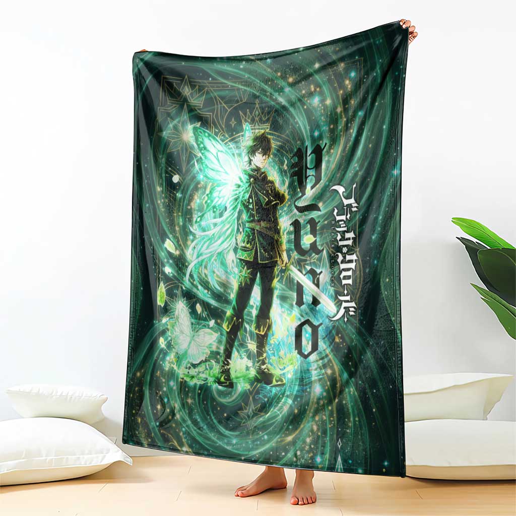 Yuno Black Clover Blanket Magical Fantasy Style with Emerald Wind Swirls
