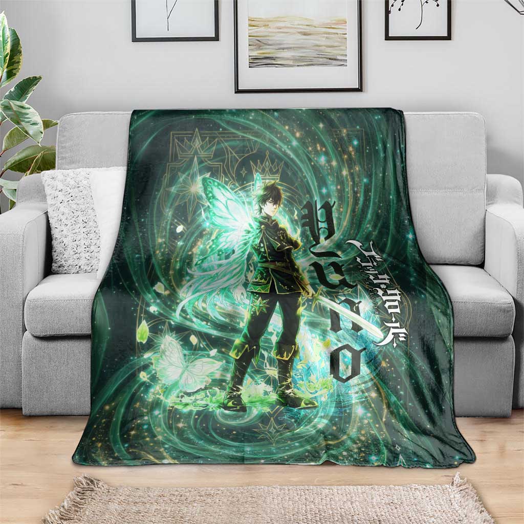 Yuno Black Clover Blanket Magical Fantasy Style with Emerald Wind Swirls