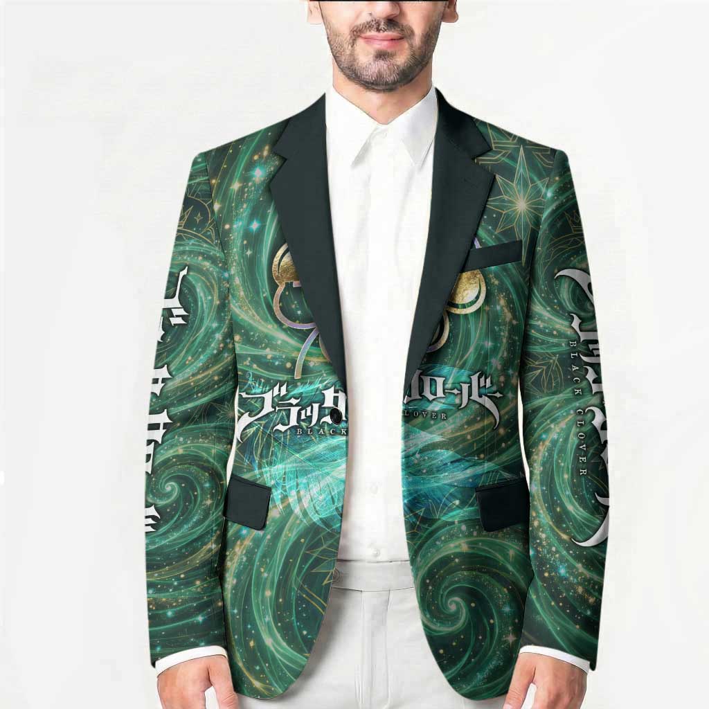 Yuno Black Clover Blazer Magical Fantasy Style with Emerald Wind Swirls