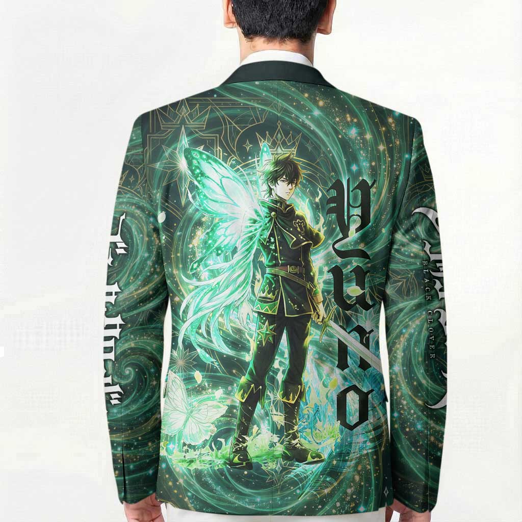 Yuno Black Clover Blazer Magical Fantasy Style with Emerald Wind Swirls