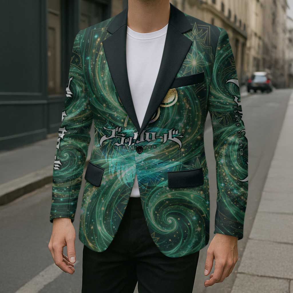 Yuno Black Clover Blazer Magical Fantasy Style with Emerald Wind Swirls