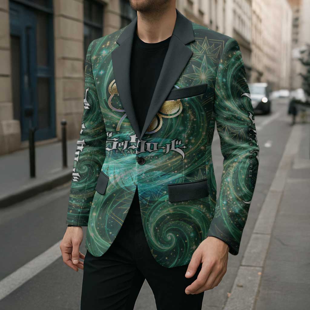 Yuno Black Clover Blazer Magical Fantasy Style with Emerald Wind Swirls
