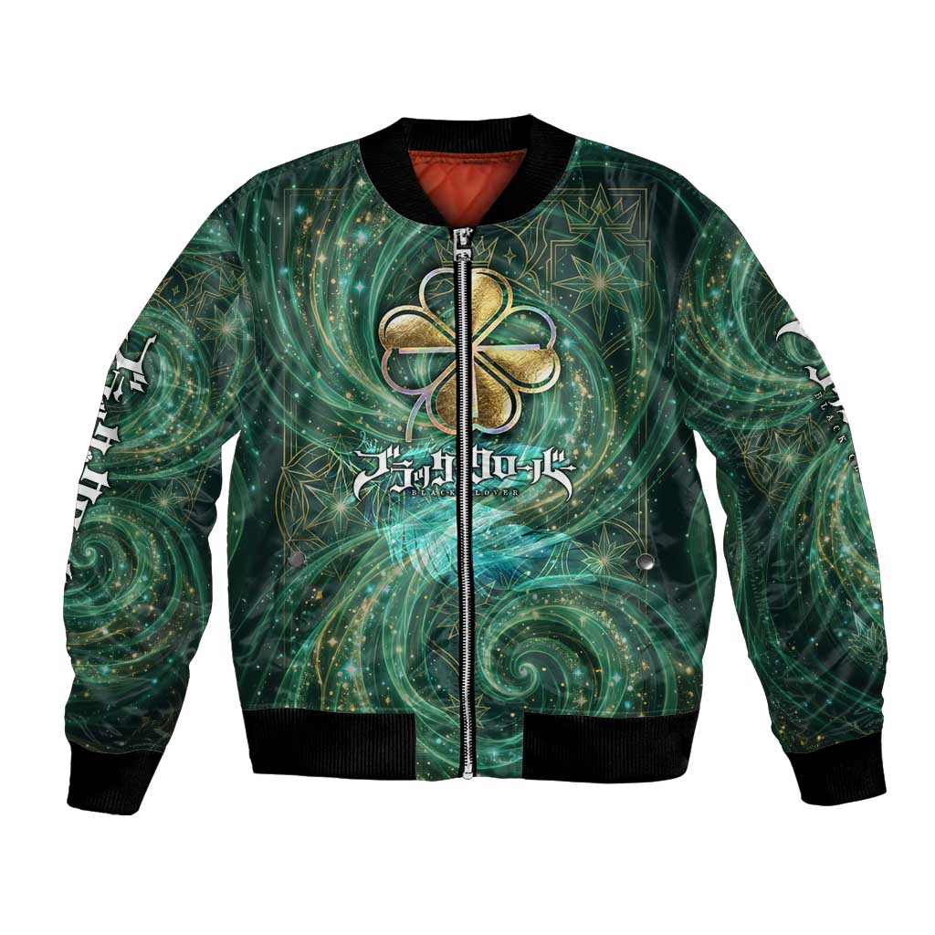 Yuno Black Clover Bomber Jacket Magical Fantasy Style with Emerald Wind Swirls