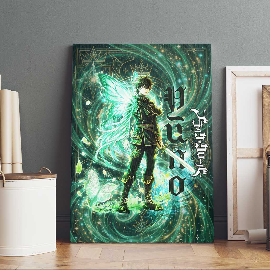 Yuno Black Clover Canvas Wall Art Magical Fantasy Style with Emerald Wind Swirls