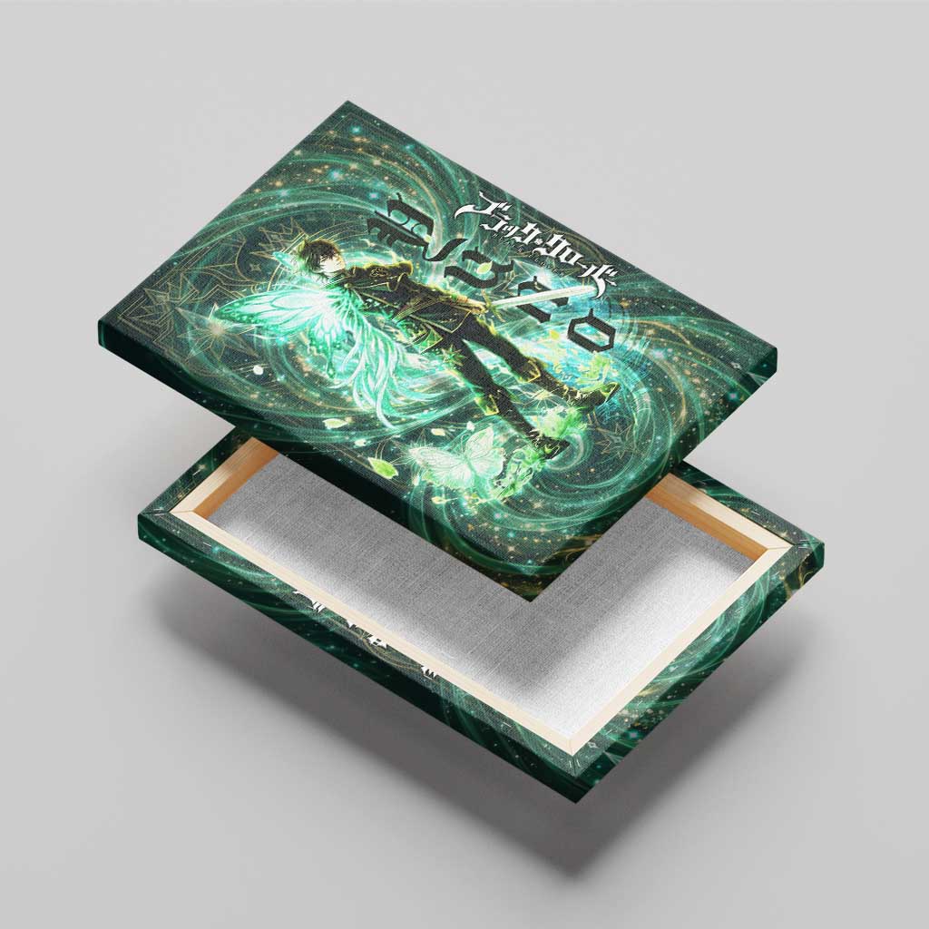 Yuno Black Clover Canvas Wall Art Magical Fantasy Style with Emerald Wind Swirls