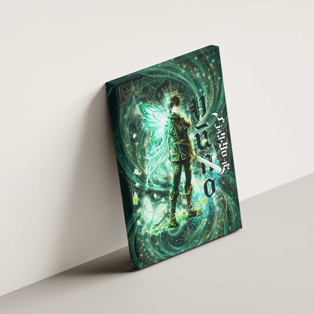 Yuno Black Clover Canvas Wall Art Magical Fantasy Style with Emerald Wind Swirls