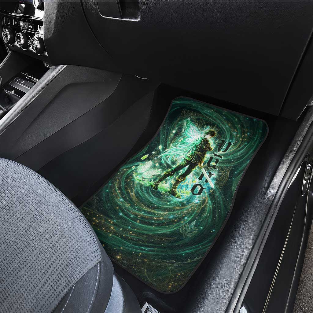 Yuno Black Clover Car Mats Magical Fantasy Style with Emerald Wind Swirls