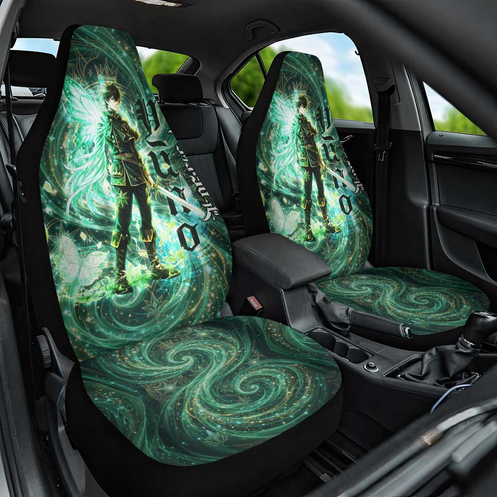 Yuno Black Clover Car Seat Cover Magical Fantasy Style with Emerald Wind Swirls