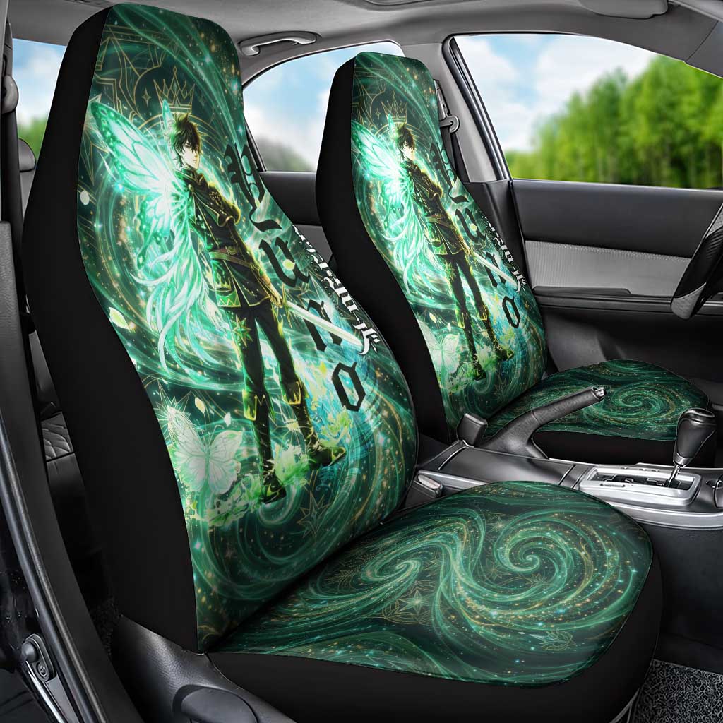 Yuno Black Clover Car Seat Cover Magical Fantasy Style with Emerald Wind Swirls