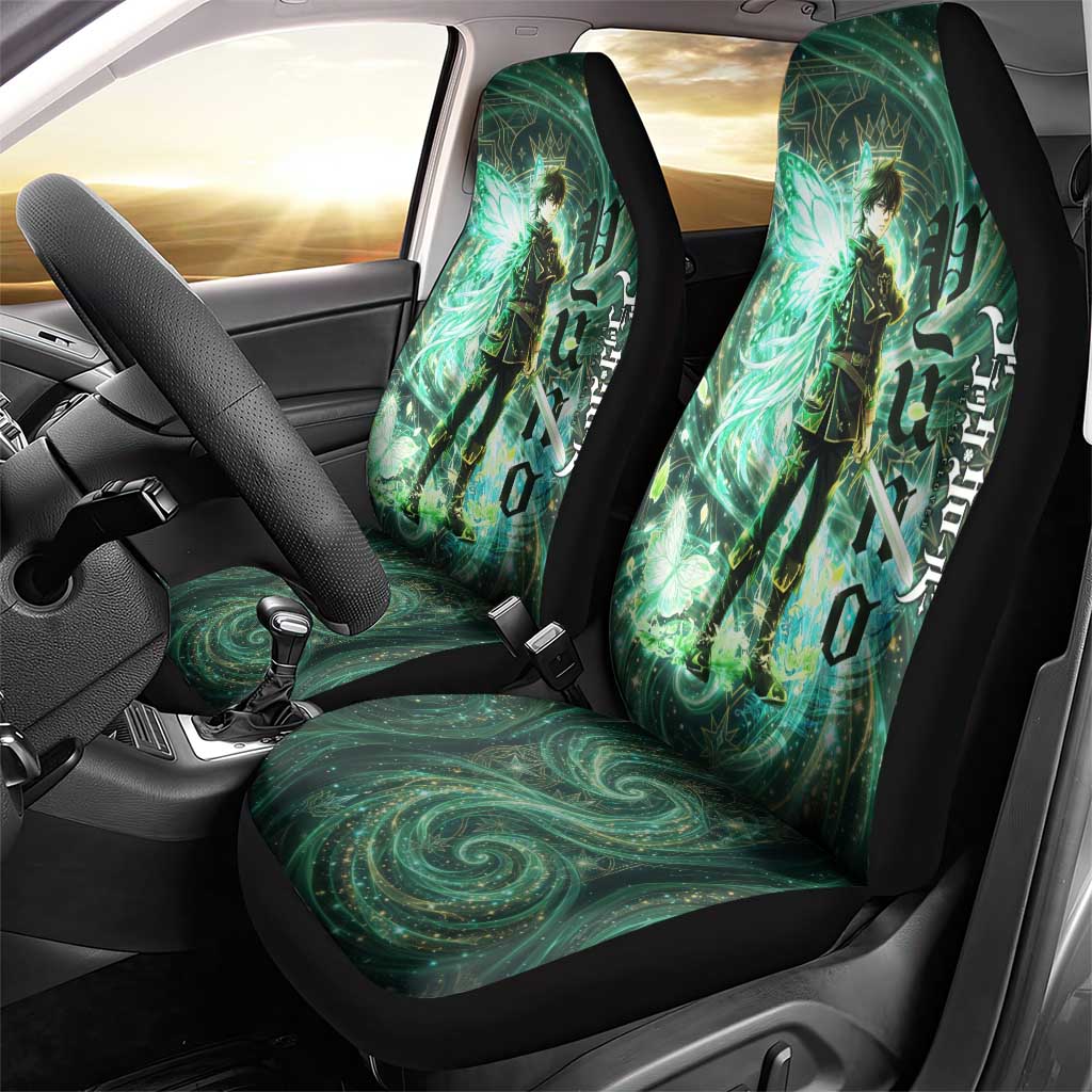 Yuno Black Clover Car Seat Cover Magical Fantasy Style with Emerald Wind Swirls