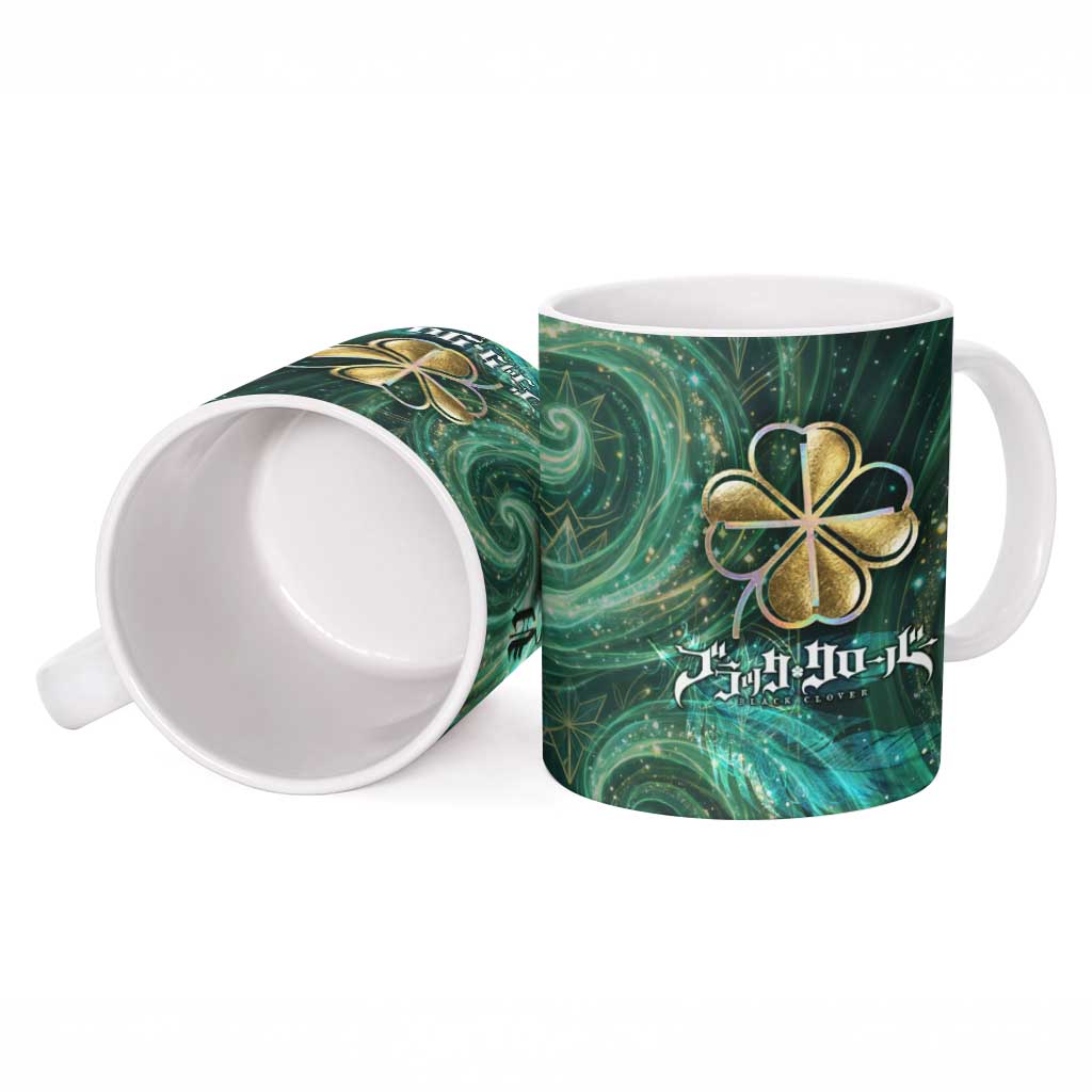 Yuno Black Clover Ceramic Mug Magical Fantasy Style with Emerald Wind Swirls