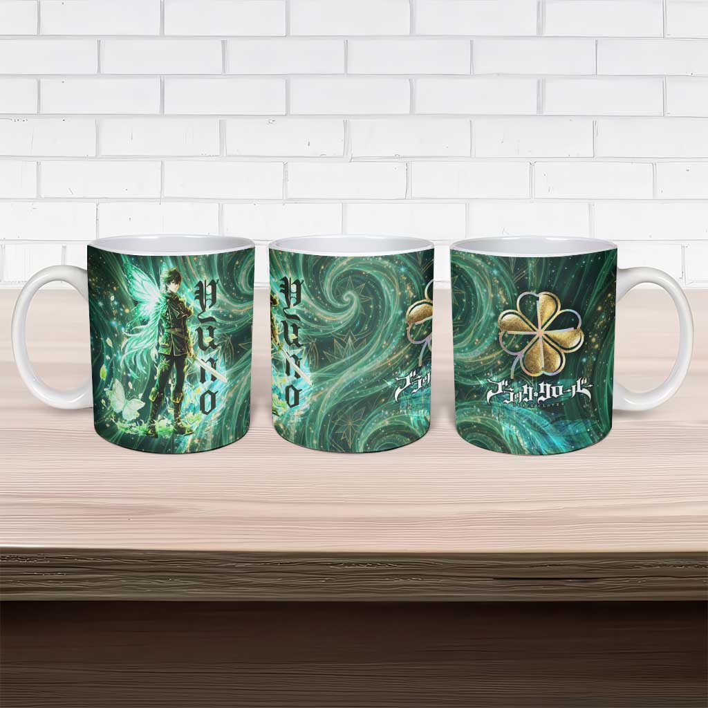Yuno Black Clover Ceramic Mug Magical Fantasy Style with Emerald Wind Swirls