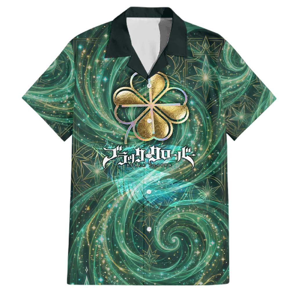 Yuno Black Clover Family Matching Tank Maxi Dress and Hawaiian Shirt Magical Fantasy Style with Emerald Wind Swirls