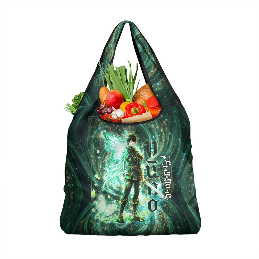 Yuno Black Clover Grocery Bag Magical Fantasy Style with Emerald Wind Swirls
