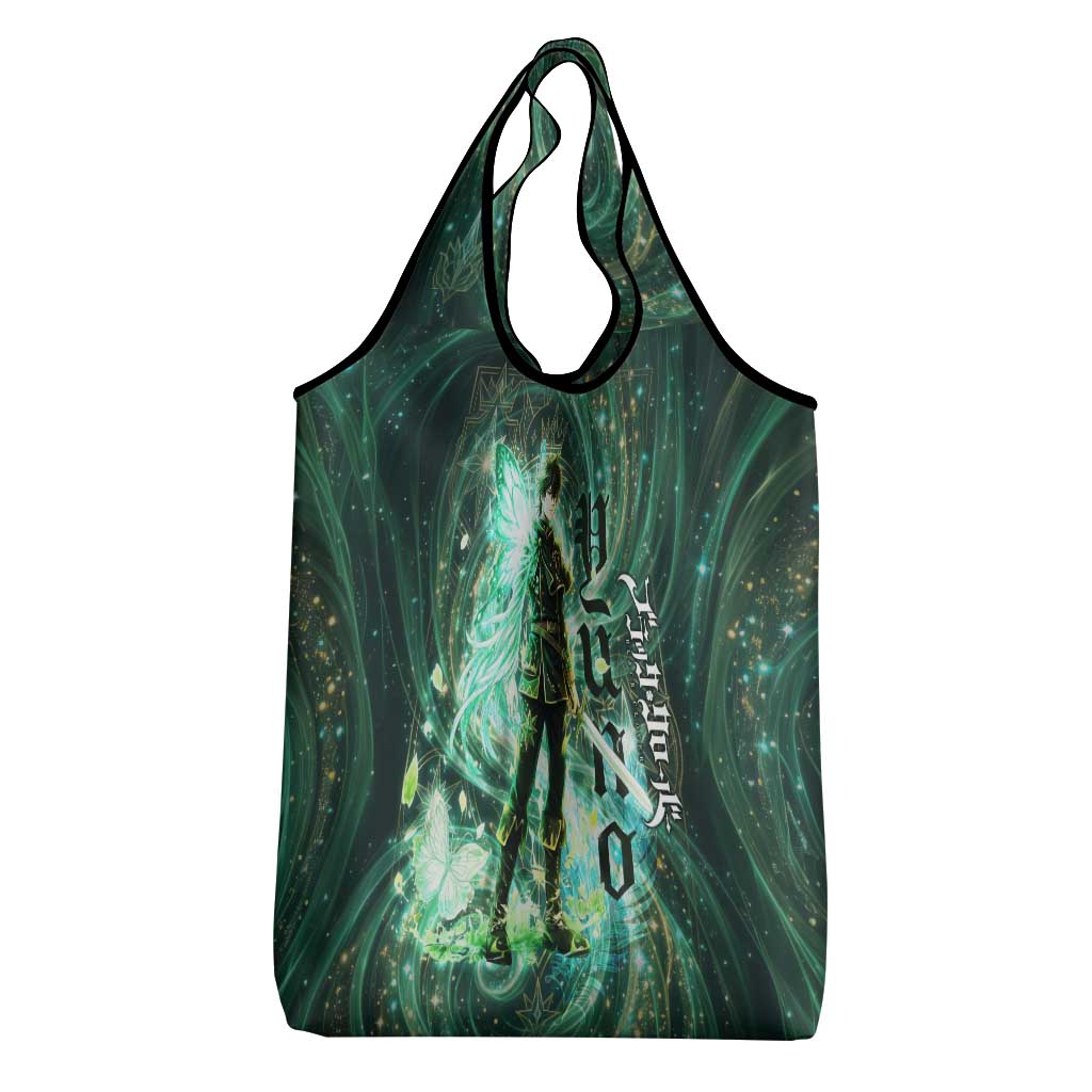 Yuno Black Clover Grocery Bag Magical Fantasy Style with Emerald Wind Swirls