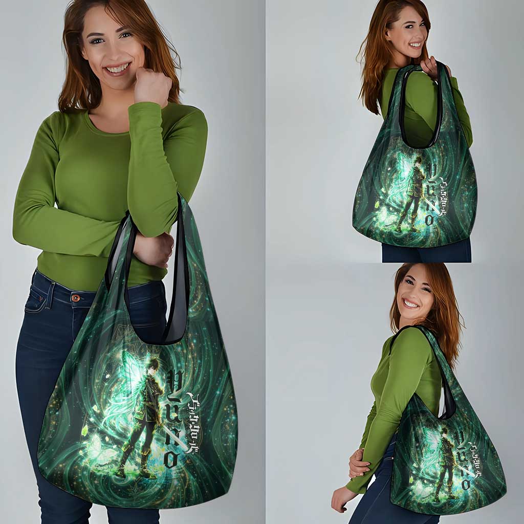 Yuno Black Clover Grocery Bag Magical Fantasy Style with Emerald Wind Swirls