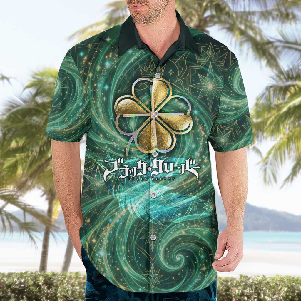Yuno Black Clover Hawaiian Shirt Magical Fantasy Style with Emerald Wind Swirls