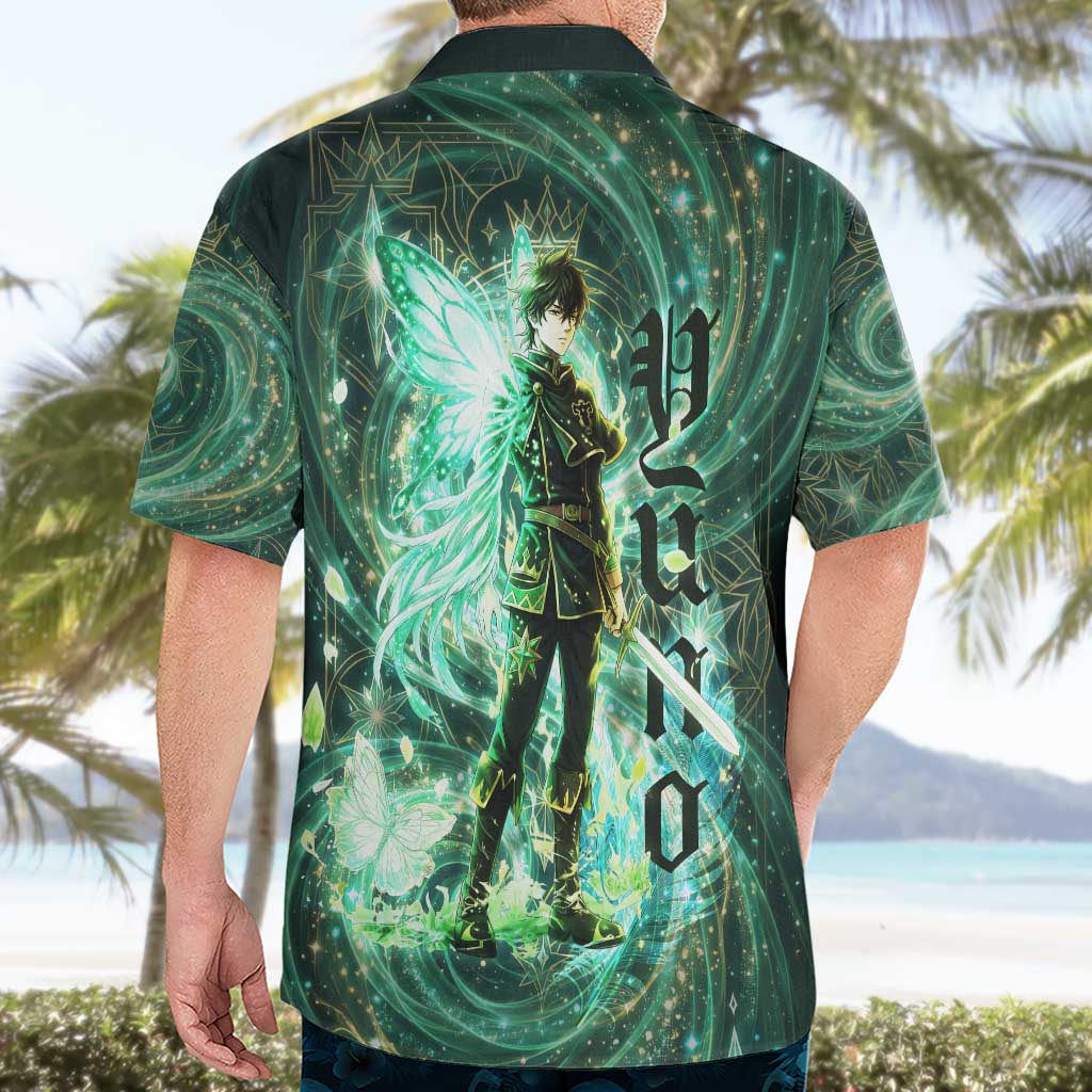 Yuno Black Clover Hawaiian Shirt Magical Fantasy Style with Emerald Wind Swirls