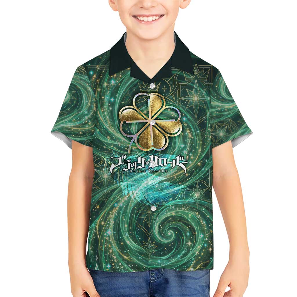 Yuno Black Clover Hawaiian Shirt Magical Fantasy Style with Emerald Wind Swirls