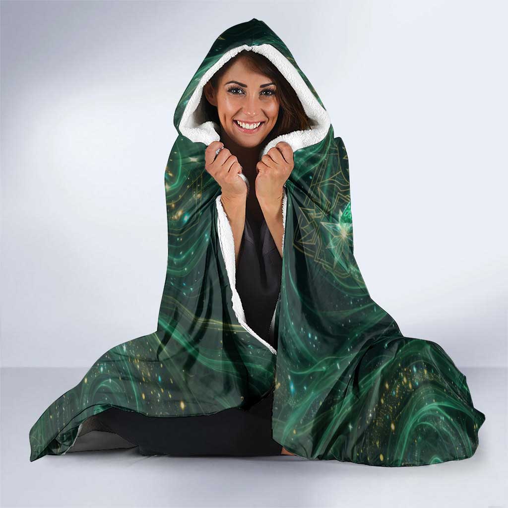Yuno Black Clover Hooded Blanket Magical Fantasy Style with Emerald Wind Swirls