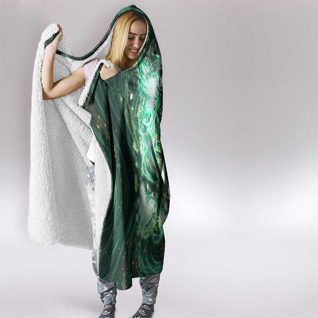 Yuno Black Clover Hooded Blanket Magical Fantasy Style with Emerald Wind Swirls