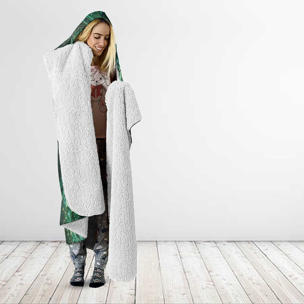 Yuno Black Clover Hooded Blanket Magical Fantasy Style with Emerald Wind Swirls