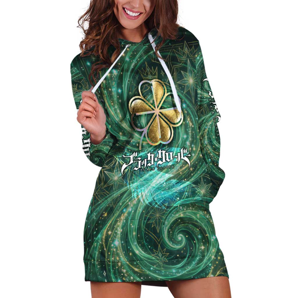 Yuno Black Clover Hoodie Dress Magical Fantasy Style with Emerald Wind Swirls