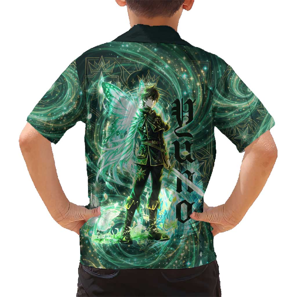Yuno Black Clover Kid Hawaiian Shirt Magical Fantasy Style with Emerald Wind Swirls