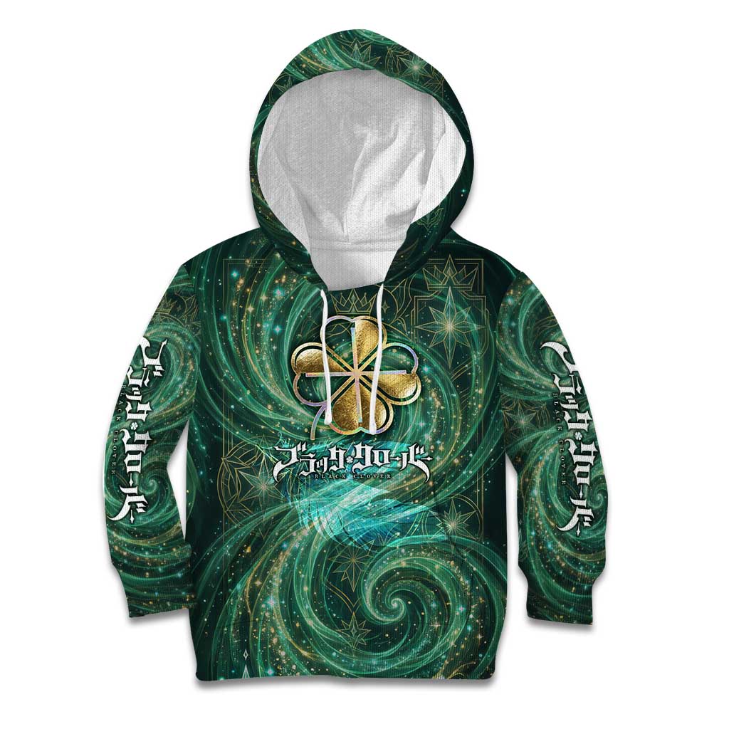 Yuno Black Clover Kid Hoodie Magical Fantasy Style with Emerald Wind Swirls