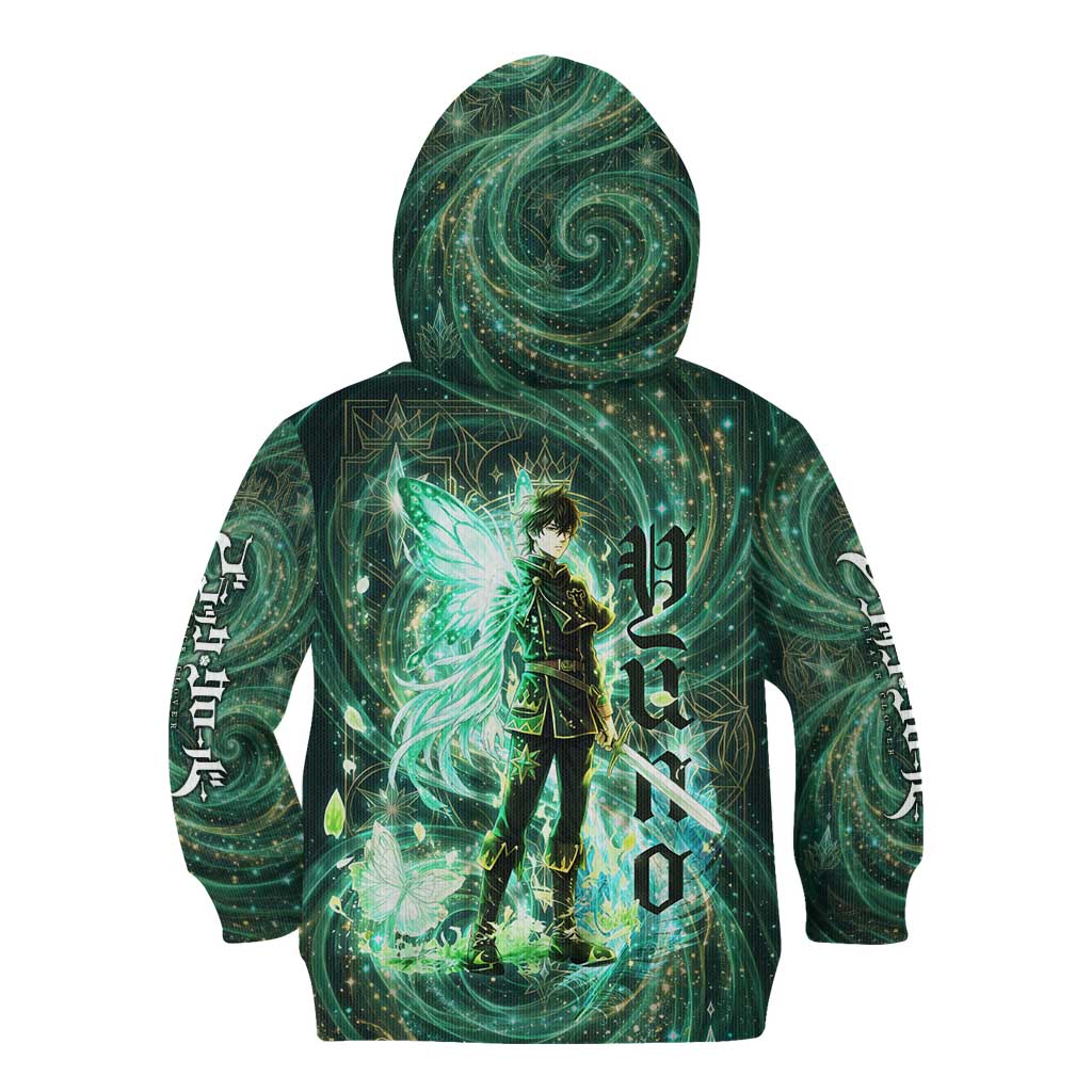 Yuno Black Clover Kid Hoodie Magical Fantasy Style with Emerald Wind Swirls