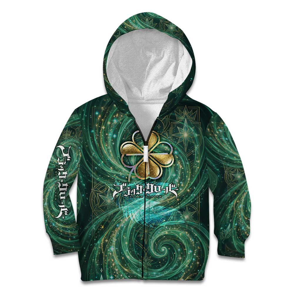 Yuno Black Clover Kid Hoodie Magical Fantasy Style with Emerald Wind Swirls