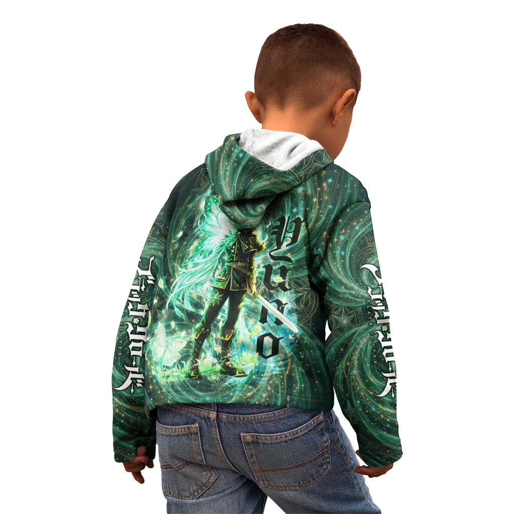 Yuno Black Clover Kid Hoodie Magical Fantasy Style with Emerald Wind Swirls