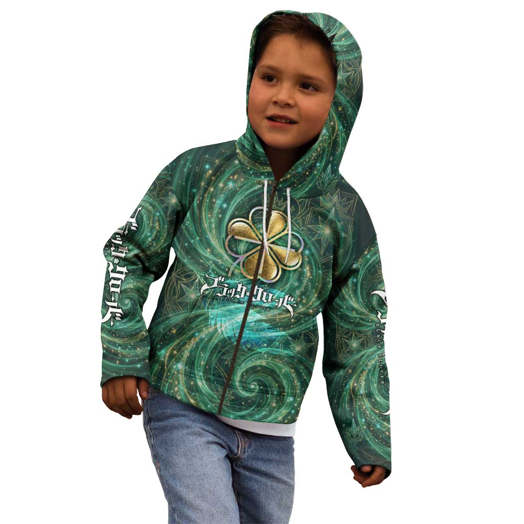 Yuno Black Clover Kid Hoodie Magical Fantasy Style with Emerald Wind Swirls