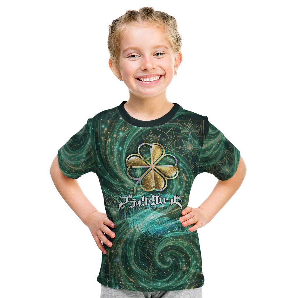 Yuno Black Clover Kid T Shirt Magical Fantasy Style with Emerald Wind Swirls