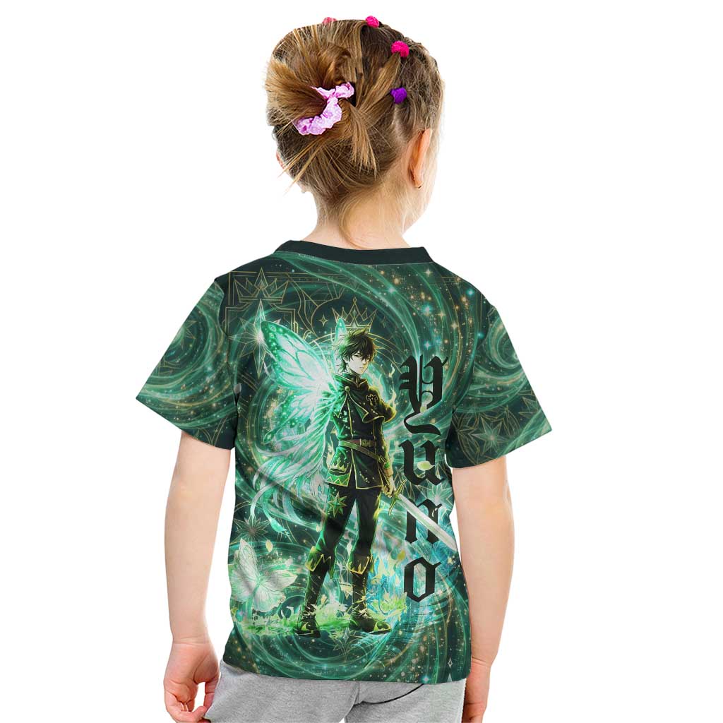 Yuno Black Clover Kid T Shirt Magical Fantasy Style with Emerald Wind Swirls
