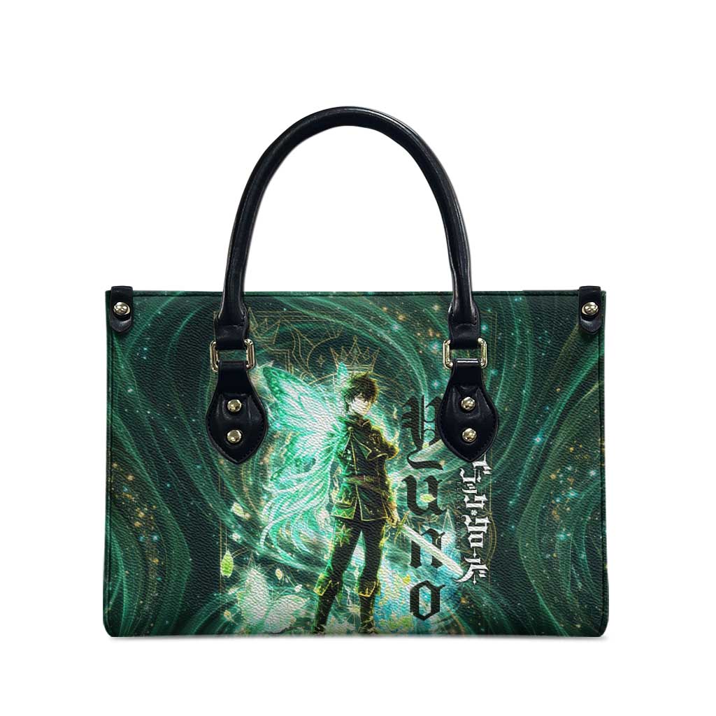 Yuno Black Clover Leather Bag Magical Fantasy Style with Emerald Wind Swirls