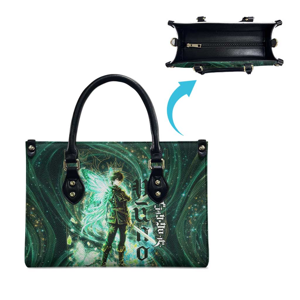 Yuno Black Clover Leather Bag Magical Fantasy Style with Emerald Wind Swirls