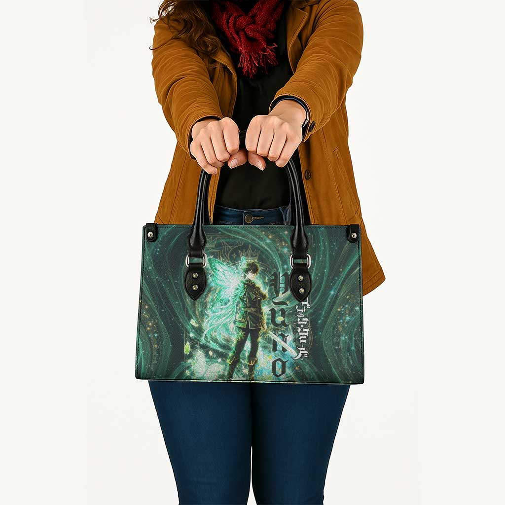Yuno Black Clover Leather Bag Magical Fantasy Style with Emerald Wind Swirls