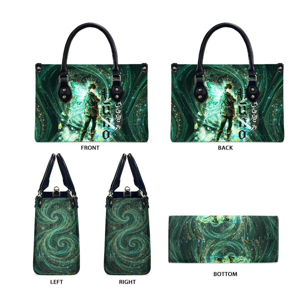 Yuno Black Clover Leather Bag Magical Fantasy Style with Emerald Wind Swirls