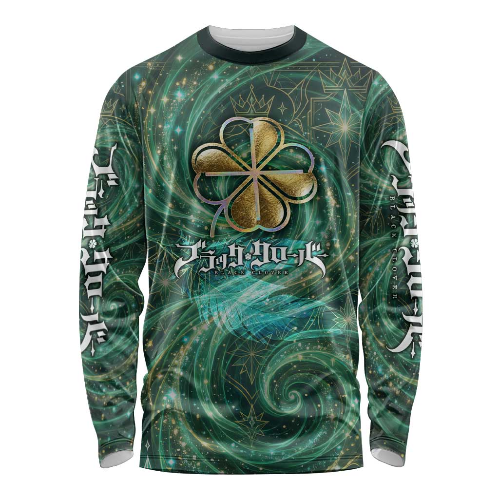 Yuno Black Clover Long Sleeve Shirt Magical Fantasy Style with Emerald Wind Swirls