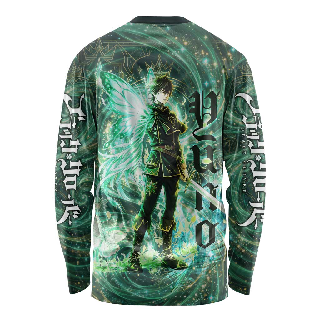 Yuno Black Clover Long Sleeve Shirt Magical Fantasy Style with Emerald Wind Swirls