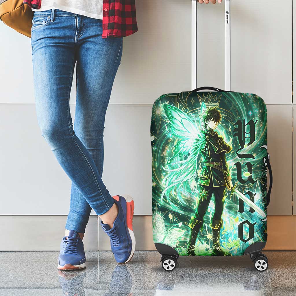 Yuno Black Clover Luggage Cover Magical Fantasy Style with Emerald Wind Swirls