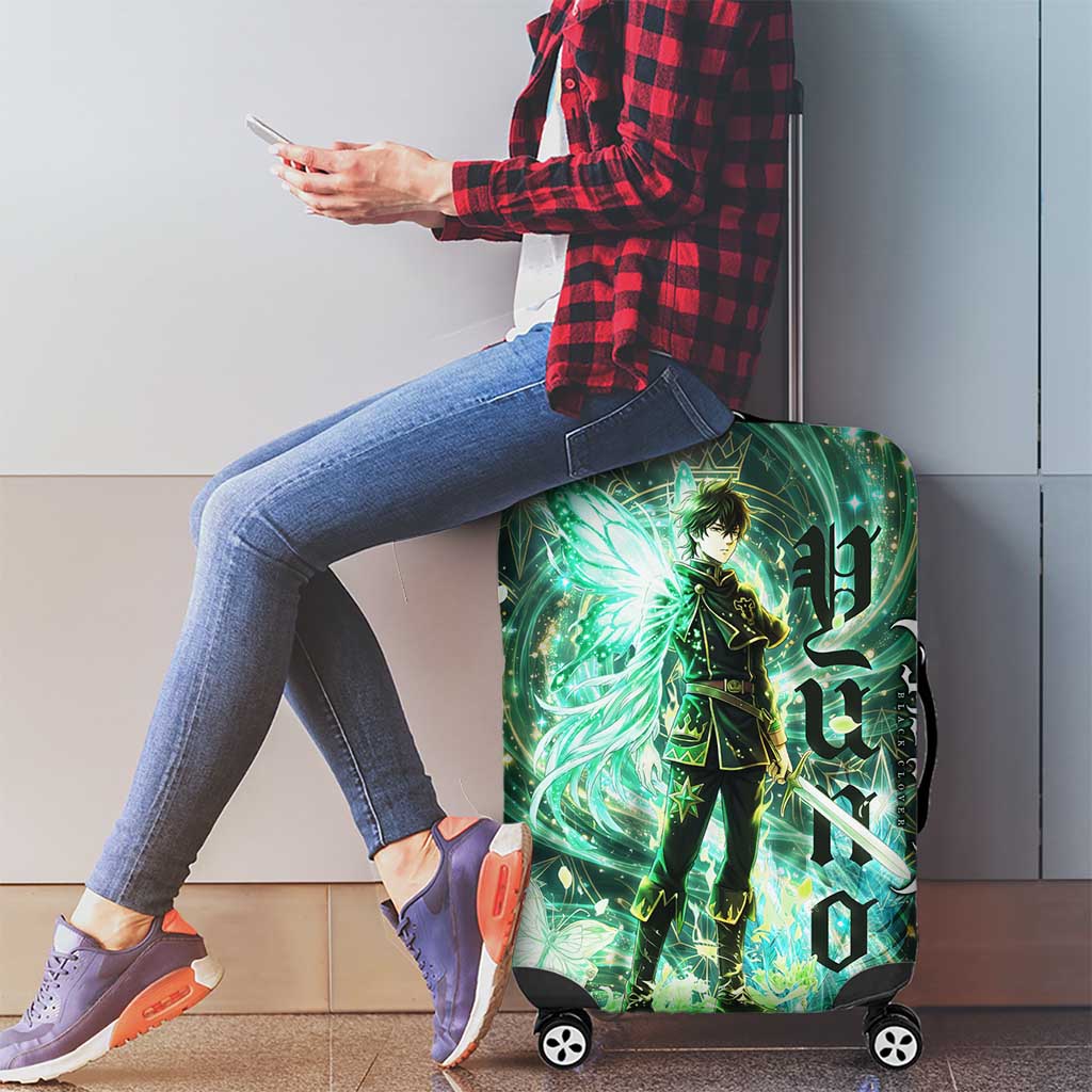 Yuno Black Clover Luggage Cover Magical Fantasy Style with Emerald Wind Swirls