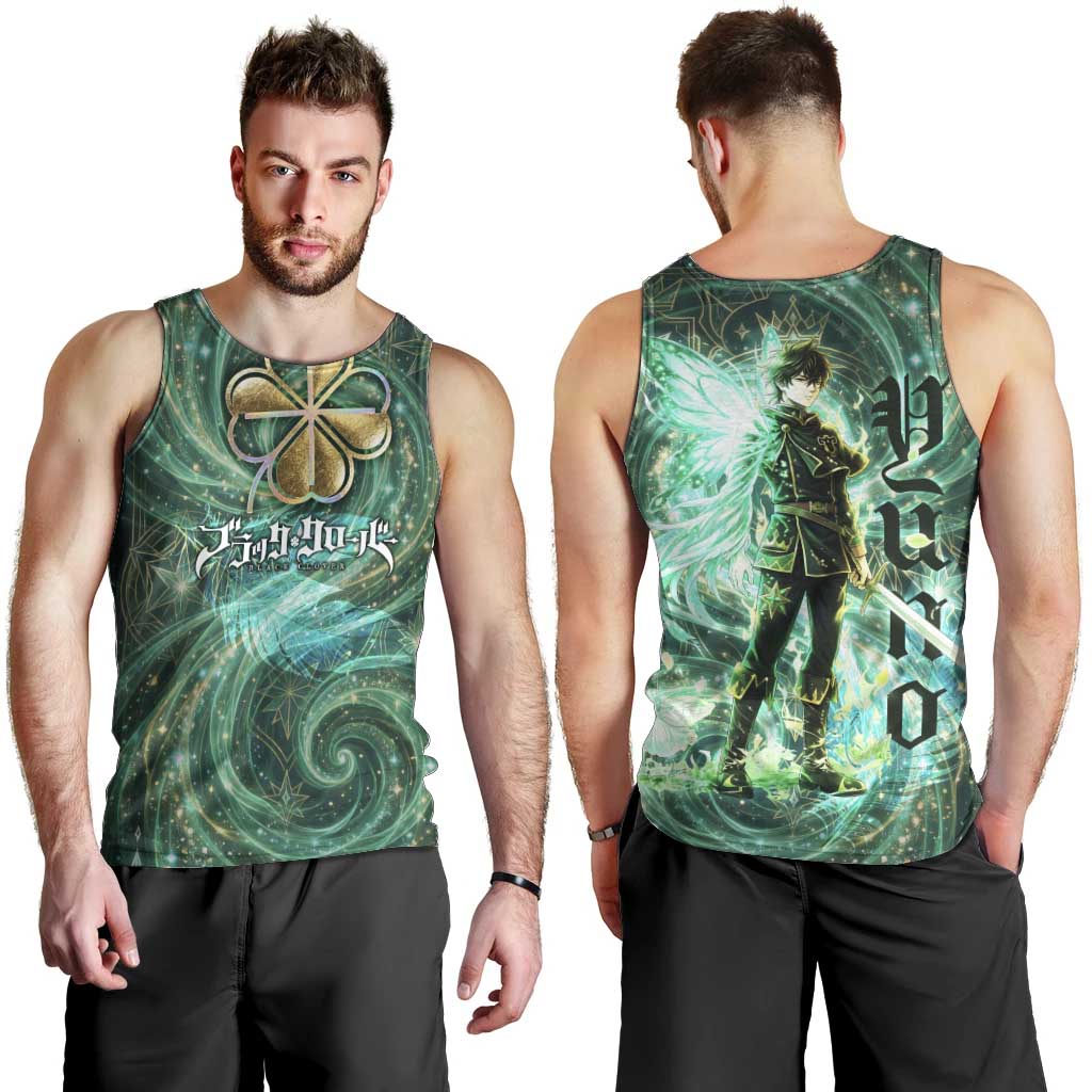 Yuno Black Clover Men Tank Top Magical Fantasy Style with Emerald Wind Swirls
