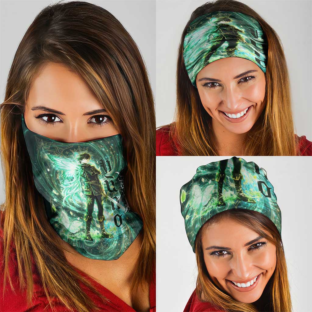 Yuno Black Clover Neck Gaiter Magical Fantasy Style with Emerald Wind Swirls