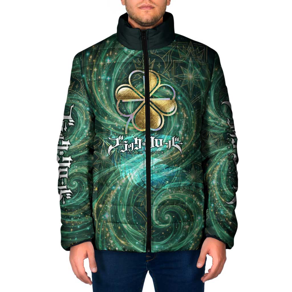 Yuno Black Clover Padded Jacket Magical Fantasy Style with Emerald Wind Swirls